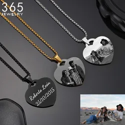 Stainless Steel Engrave Name Necklace For Women Custom Gold Heart Pendant Picture Letter Necklaces Girl Jewelry Gift