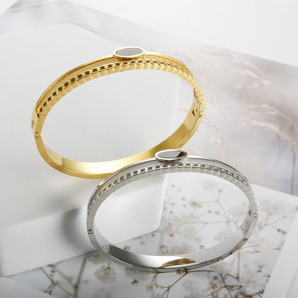 Bangle Bracelet Stainless Steel Bracelet Cuff Bracelets Bangles for Woman Rose Gold Color Stainless Steel Bracelet with Heart Pendant Luxury Jewelry