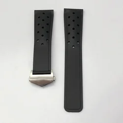 High - Quality Silicone Rubber Watch Strap for Men, 22mm - Elegant Design for Sports and Diving Enthusiasts (Black)