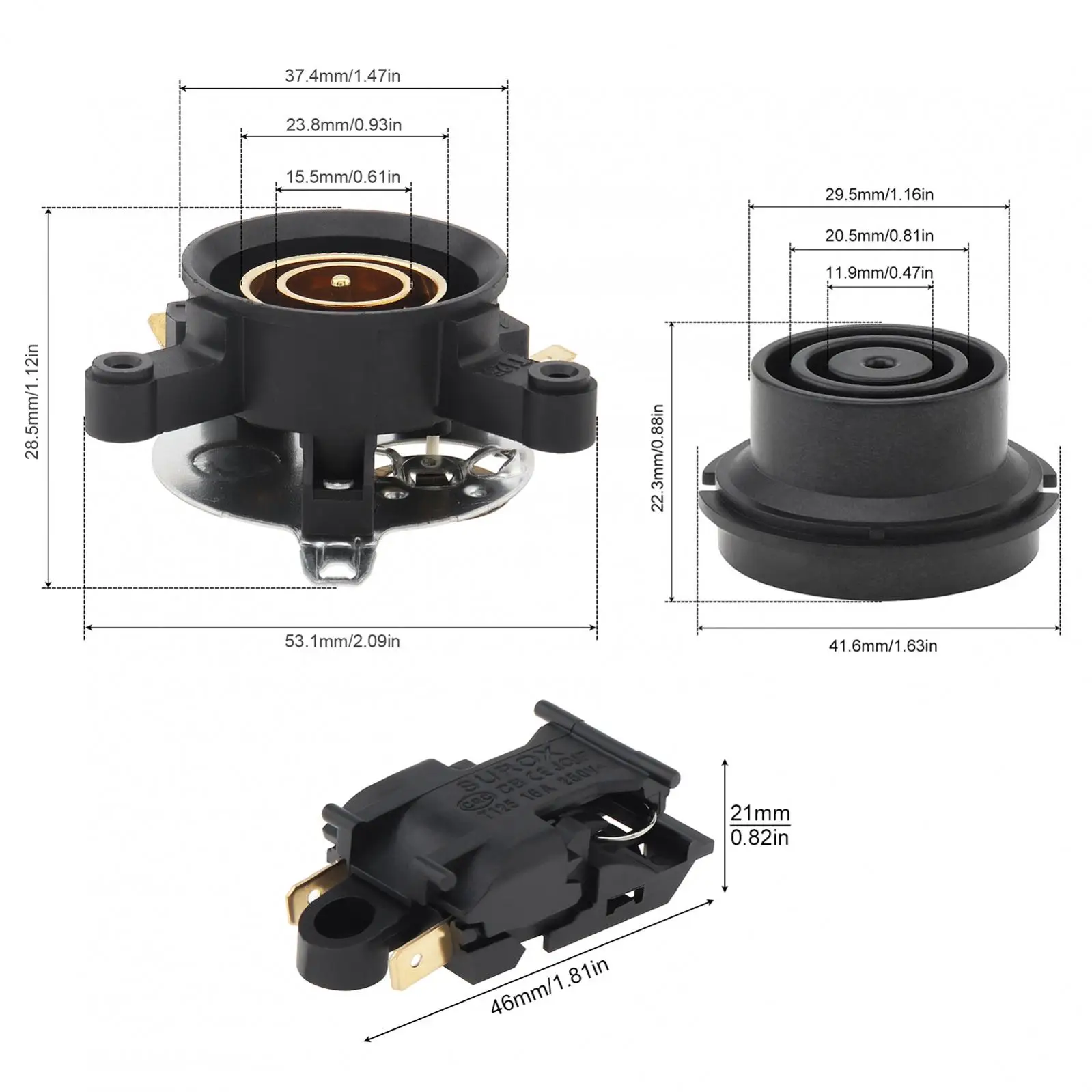 Electric Kettle Switch 3pcs/set Accessories Base Thermostat Temperature Connector Coupler Socket Household