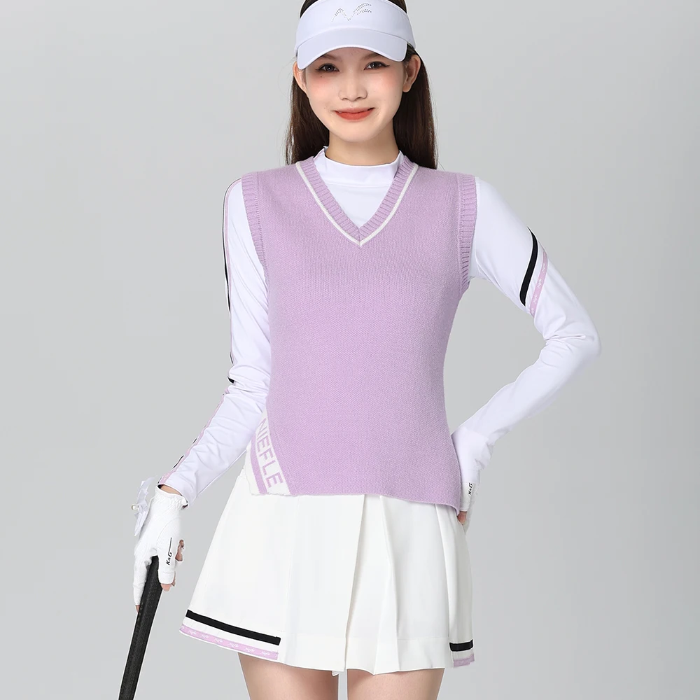 Winter Golf Women's Knitted Sweater Sleeveless Wear Resistant Versatile Short Skirt Outdoor Leisure Sports