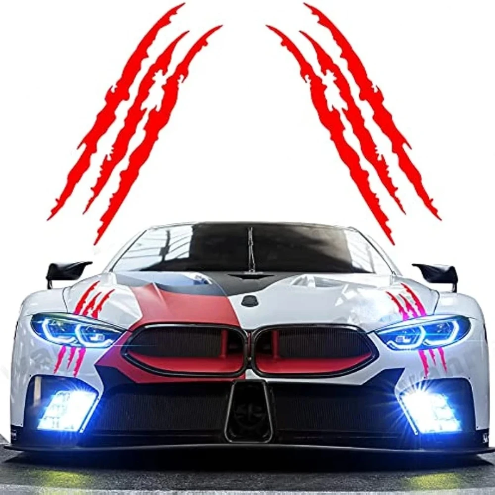 

2PCS Claw Mark Car Decak Car Headlight Decal Monster Claw Scratch Stripe Stickers for Dodge Challenger/Charger