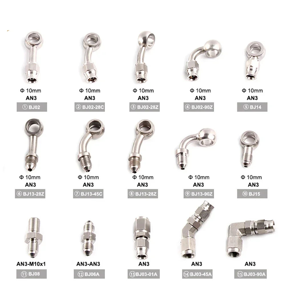 AN3 Motorcycle Motor Bike Hydraulic Brake Oil Hose Line Banjo Fitting m10x1 Stainless Steel 10mm