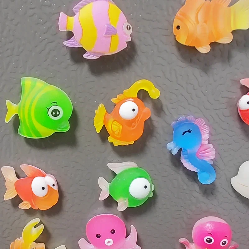 10pcs Assorted Series Marine Tropical Fish Crab Clown Octopus Resin Fridge Magnet Home Decor Accessories Message Note Sticker