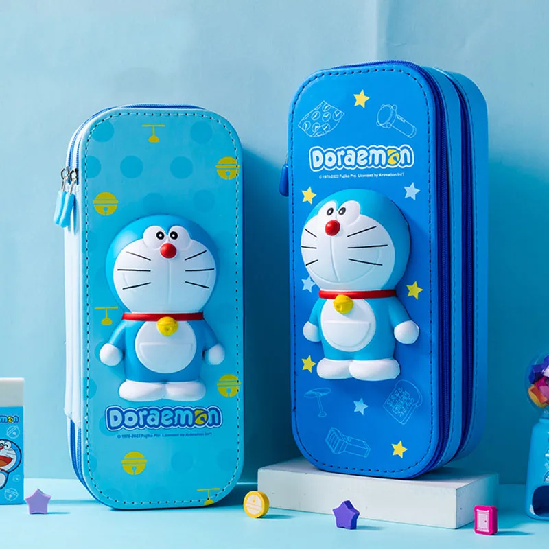 

Doraemon Anime Cartoon Gift Double Layer Pen Box 3D Stereo Student Large Capacity Waterproof and Stain Resistant Stationery Box