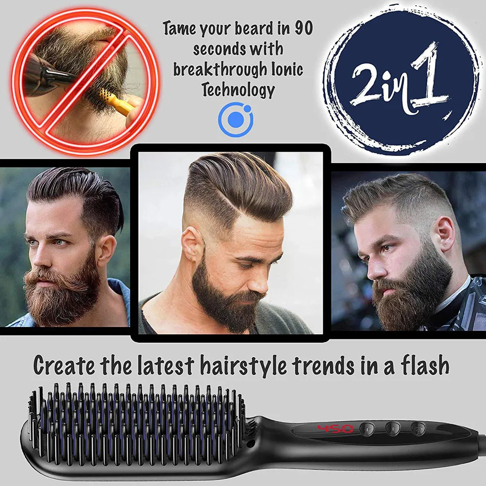 Hair Straight Comb LED Temp Display Anti-scald Structure Design Function Electric Brush PTC Heating Straightener 360 Rotatable