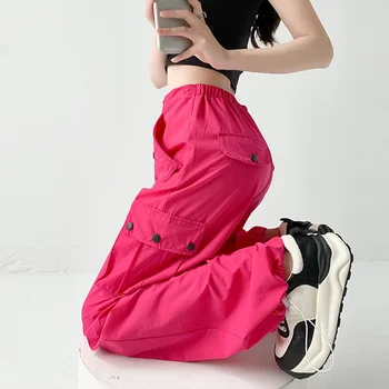 Fashion Drawstring Cargo Pants 2026 Summer Thin High Waisted Spicy Girl Wide Leg Pants Loose Casual Quick Drying Sports Pants