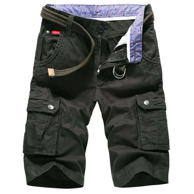 Multi-Pocket Pants Casual Deep Pocket Five Pants Summer Beach Shorts Men's Loose shorts  (belt not included) Safari Style