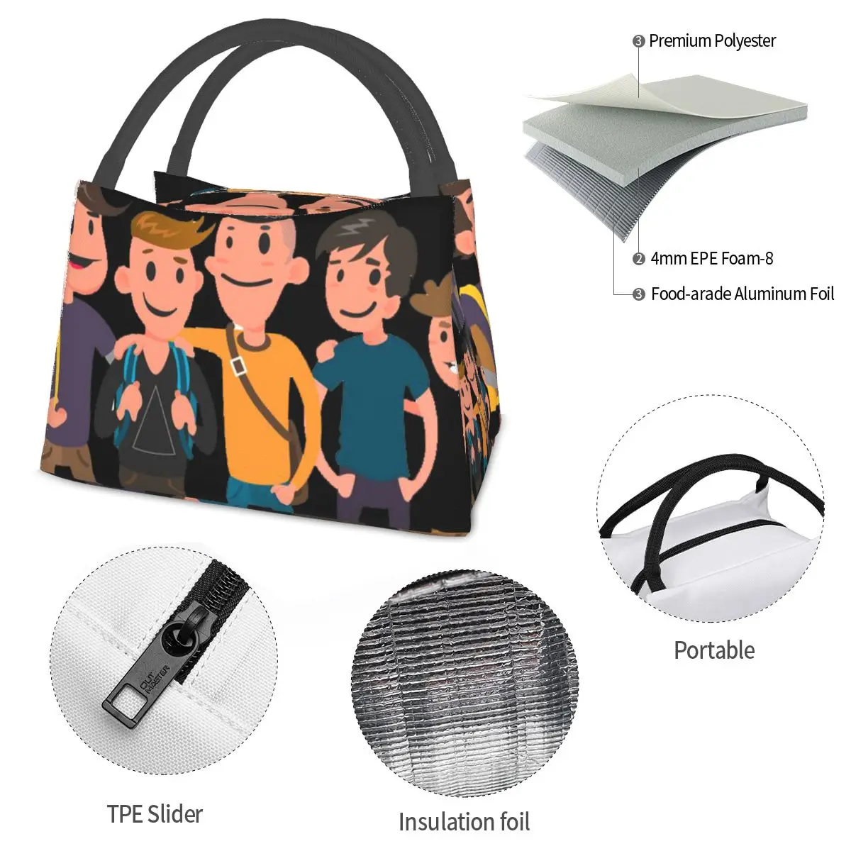 Friends Cartoon Portable insulation bag for Cooler Thermal Food Office Pinic Container