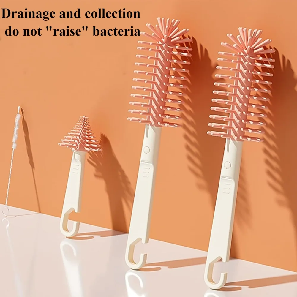 6 in 1 Silicone Bottle Brush Baby Bottle Cleaner Brush Set with Straw Cleaner Drain Rack Pacifier Storage Box
