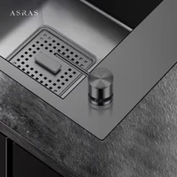 อ่างล้างจานสำหรับห้องครัวสีดำเครื่องจ่ายสบู่เหลว 2