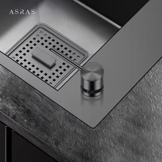 อ่างล้างจานสำหรับห้องครัวสีดำเครื่องจ่ายสบู่เหลว 2