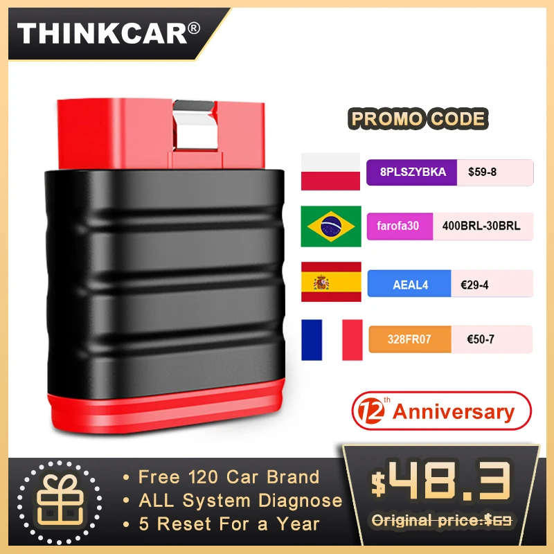 Thinkcar Thinksafe OBD2 Automotive Scanner Full System Code Reader Scan EPB OIL SAS BLEED TPMS 5 Reset OBD 2 Diagnostic Tools | Автомобили