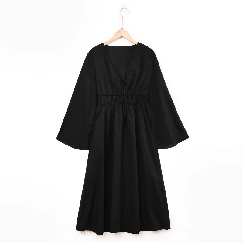 المرأة التعادل القطن الكتان الجبهة قفطان فستان ربي...