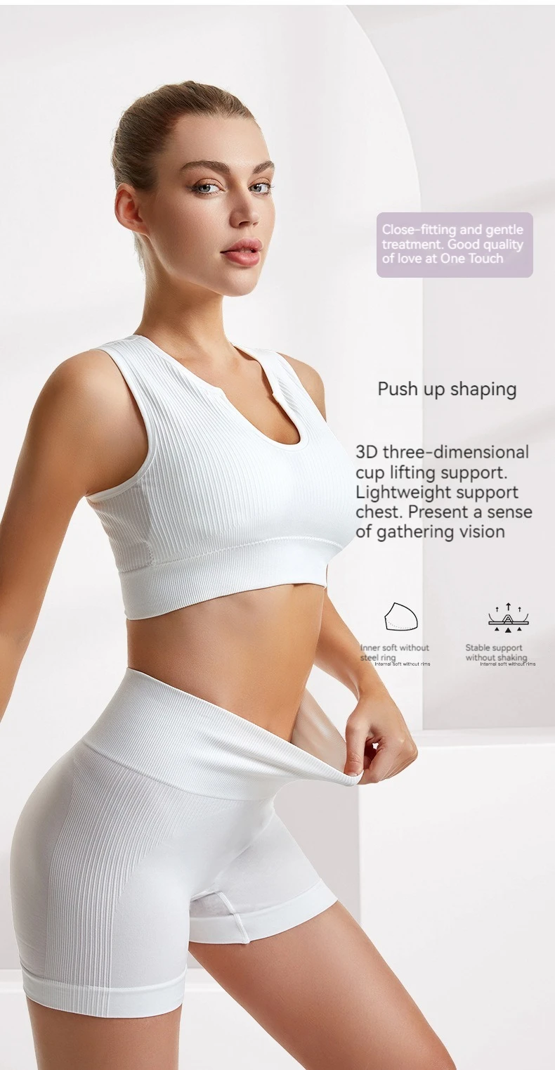 Peach Butt Fitness Fast Dry Running Sports Tight Yoga Shorts Lady's Shock Proof Yoga Beauty Vest Fitness Sports Bra Set