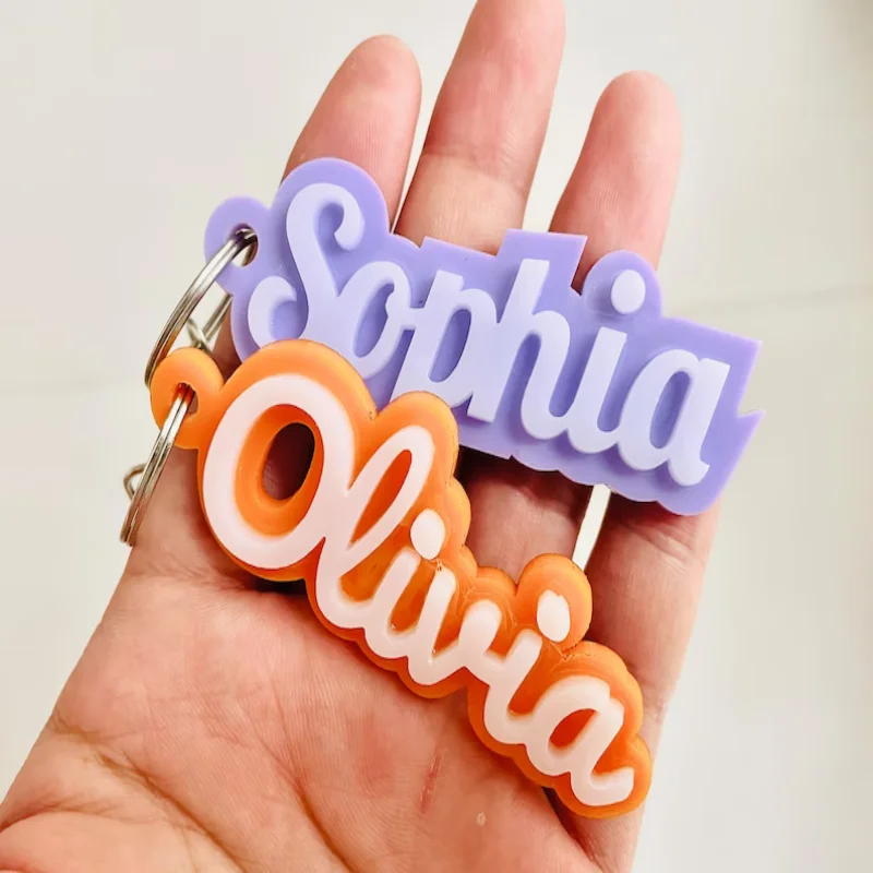 Name Keychain 3d Printed Personalised Keyring Children's
