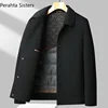 Brand Top Quality 69.8% Wool Jacket For Men Autumn Winter Solid Color Business Goose Down Liner Double-Sided Woolen Coat Jackets 5