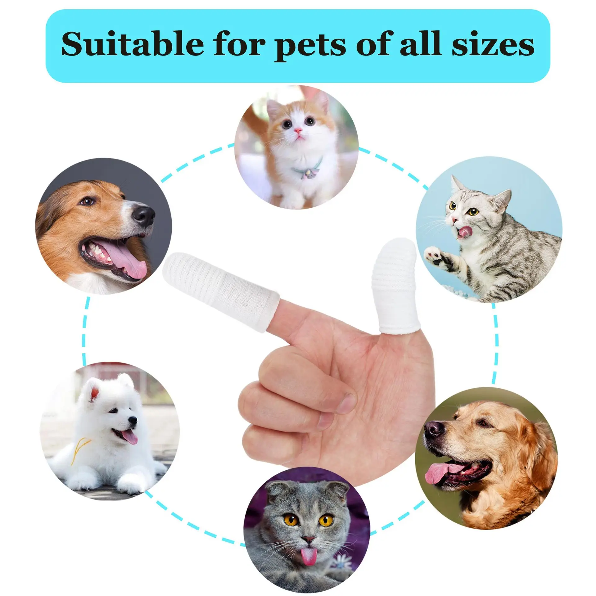 Title 6, 12pcs Pet Two-finger Brushing Finger Cots Puppy...
