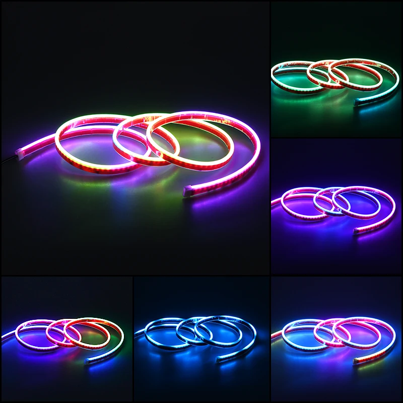LED 자동차 후드 라이트, 다채로운 RGB 초박형 Drl 주간 주행등, 앱 리모컨 방향 지시등, 12V 스캔 시작