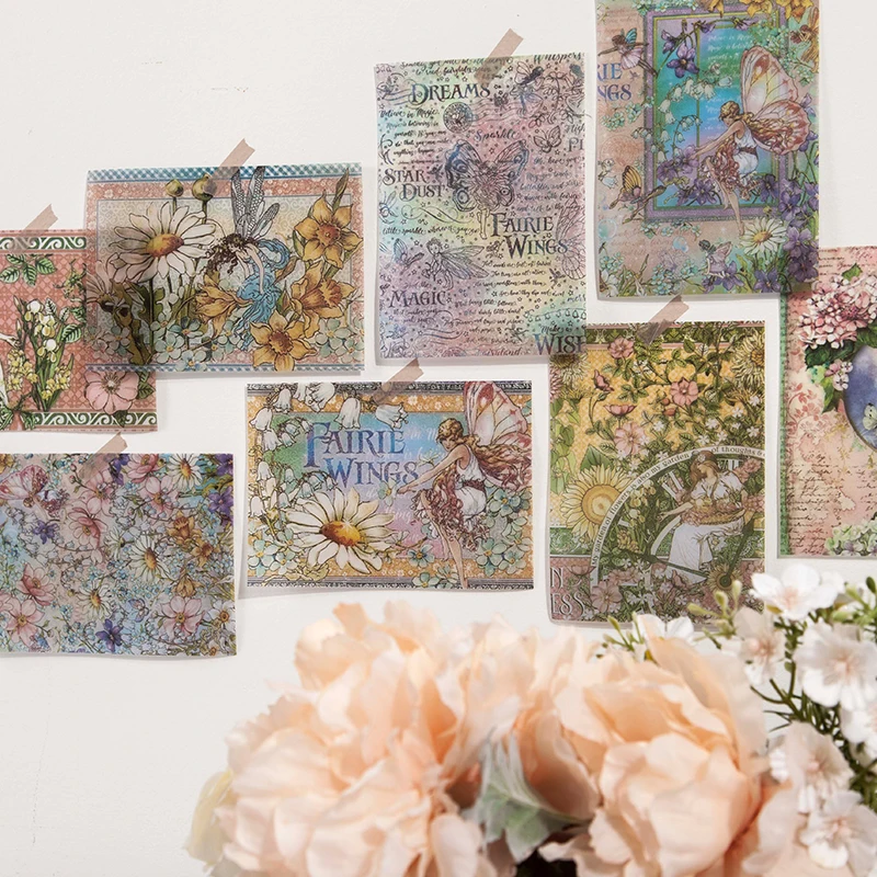 

30Sheets Flowers Material Paper literature Art Retro Rose Plants Hand Account Decorative Paper Memo Pad Notebooks 153*100MM