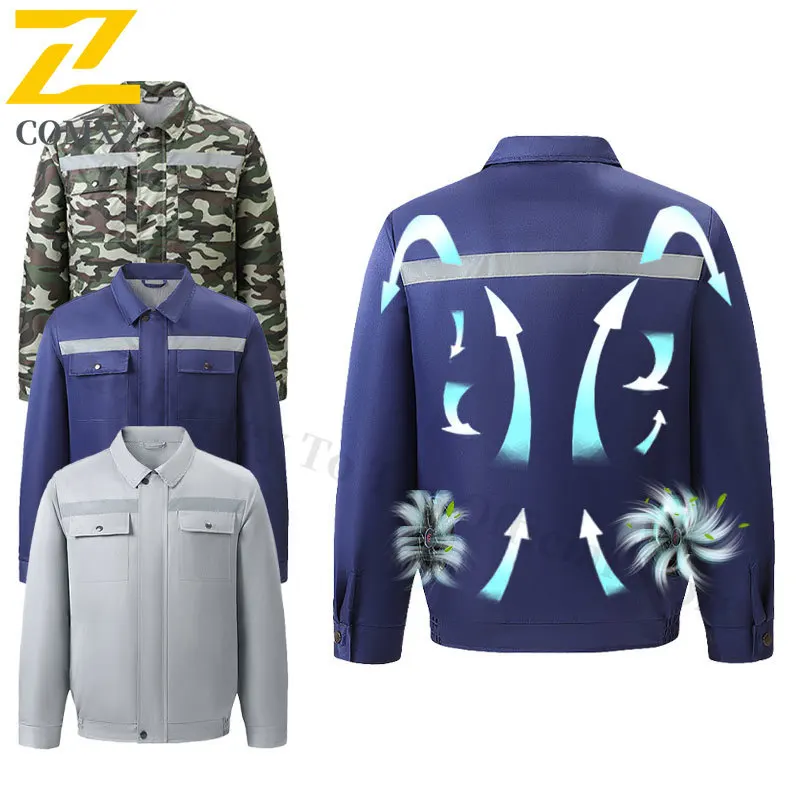 Summer Fan Jacket Men Camo Cooling Fan Jacket USB Refrigeration Air Conditioning Clothes Outdoor Fishing Construction Work Coat