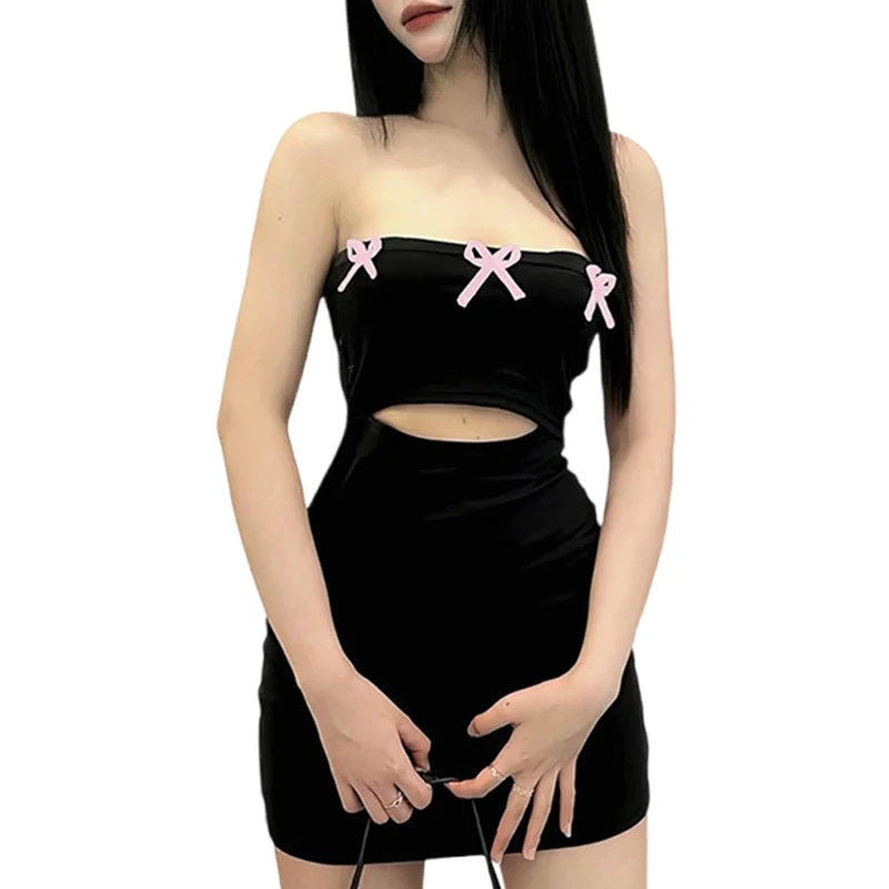 Tube Dress y2k Women Fairy Grunge Clothes Off Shoulder Strapless Sleeveless Bodycon Dress with Bow 2000s Party Dresses 13 Tube Dress y2k Women Fairy Grunge Clothes Off Shoulder Strapless Sleeveless Bodycon Dress with Bow 2000s Party Dresses