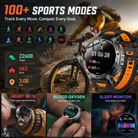 Nouvelle Montre Connectée Militaire d'Extérieur 2026 pour Hommes, Étanche 10 ATM, Moniteur de Fréquence Cardiaque, Lampe Torche LED, Appel Bluetooth, Montre de Fitness 5
