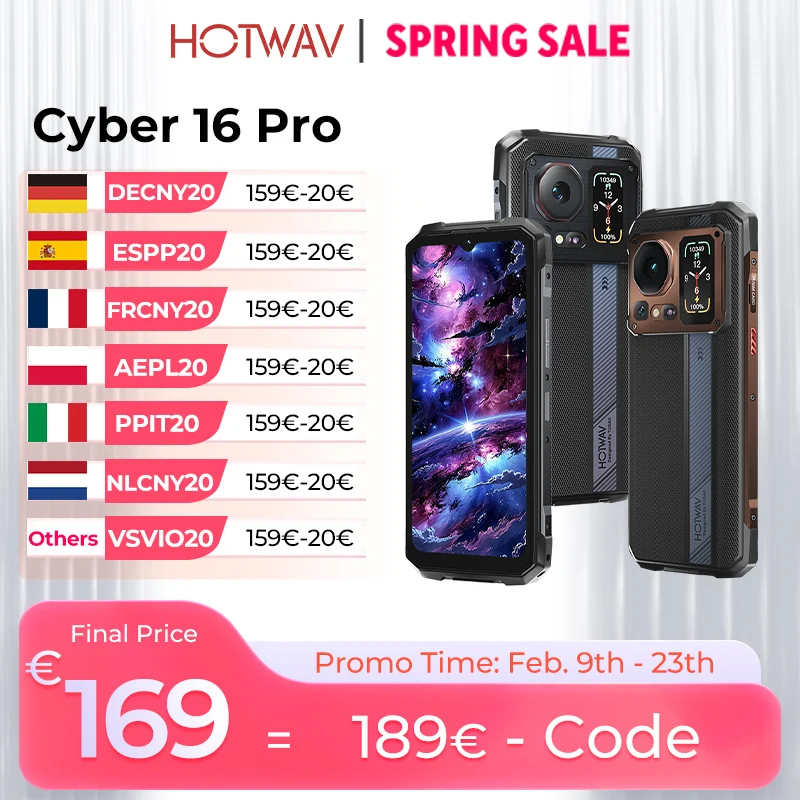 HOTWAV Cyber 16 Pro Smartphone robuste G100 octa-core Android 15 téléphone portable 108MP 6.6 ''FHD + 2K 8GB 512GB 6280mAh téléphone portable