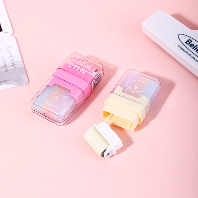 4 Pezzi Nuovi Gomme a Rullo Carine Kawaii con Design a Cartone Animato Hello Puppy, Pulizia Senza Sfondature, per la Scuola e Forniture di Cancelleria per Bambini - immagine 3