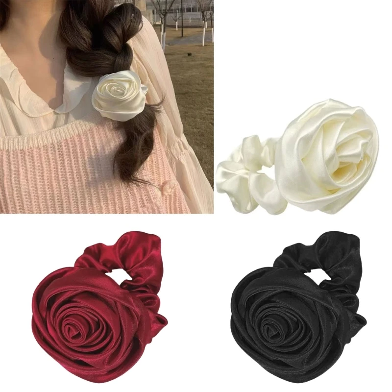 

Резинки для волос из атласной розы, головной убор, ткань, эластичные аксессуары для волос, толстые резинки для волос в виде без