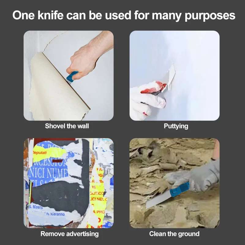 1Pc Stainless Steel Oblique Blade Scraper Putty Knife with Plastic Handle 1 Inch 2 Inch 4