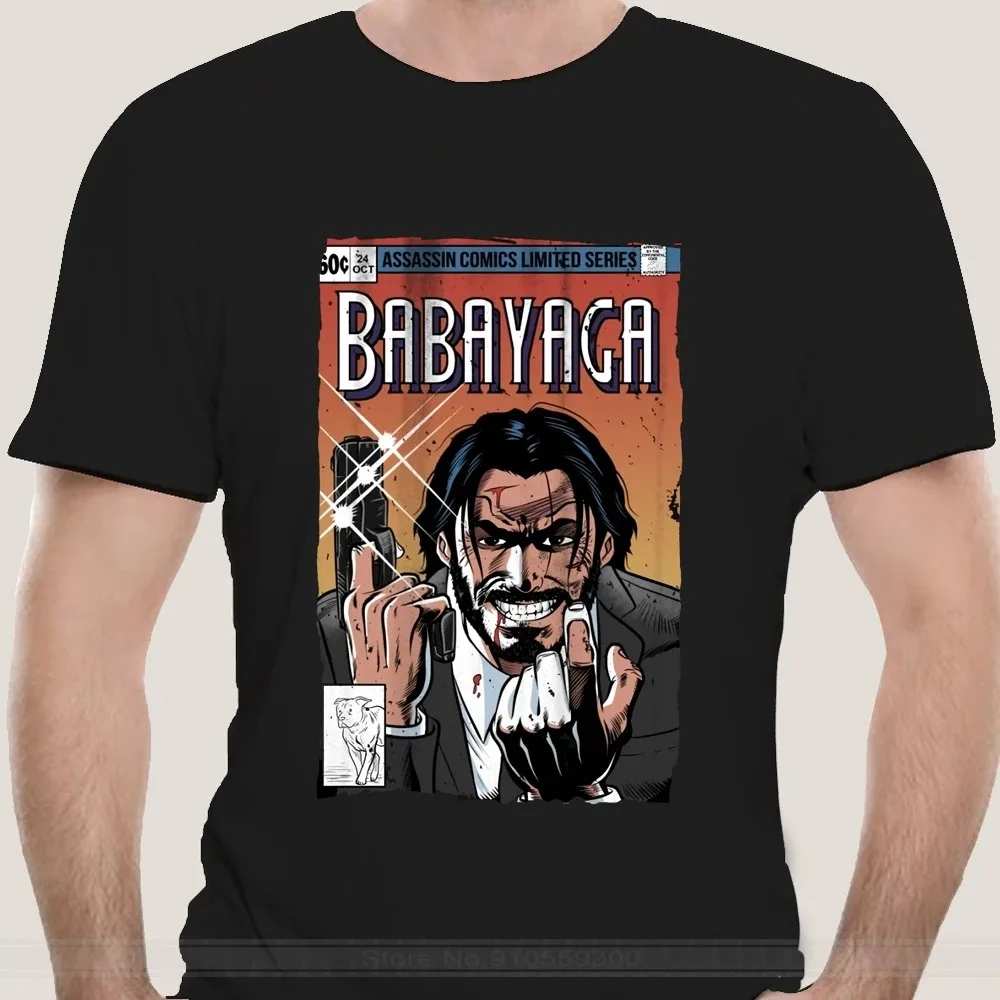 

Baba Yaga T Shirt Comics John Wick 100%Cotton Loose breathable Short Sleeve Keanu Reeves Movie Parabellum Dog Film Animal