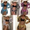 New Three-Piece Floral Bikini Cover-Up Women's Swimsuit Separate Design Cross-Border AE Stock Origin China Female Swimwear