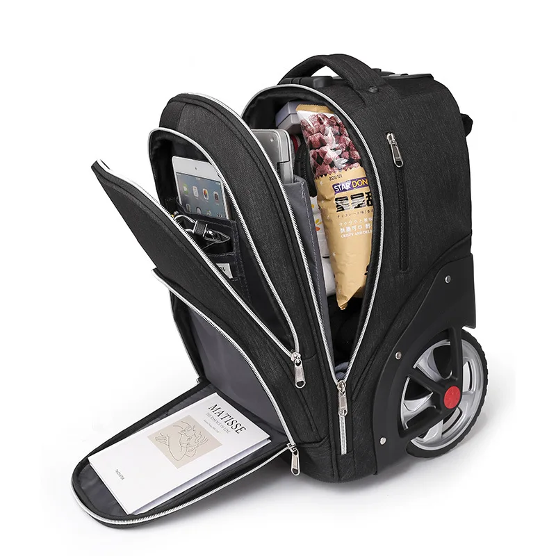 18 Inch Trolley Backpack With wheels Large Capacity wheeled School Backpack Travel Rolling luggage Business Laptop Luggage Bags rolling luggage trolley,folding luggage trolley