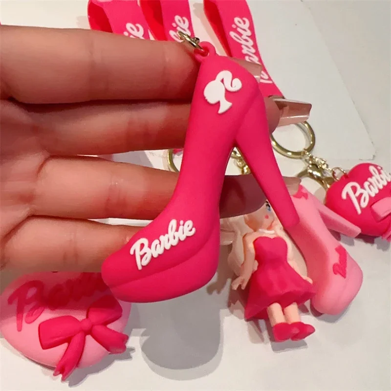 Pink Love Heart Cartoon Kawaii Movie Figure Key Chain Charms Pendant Girls  Bag Decoration Cute Keychain Accessories Gifts