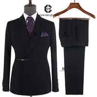 Cenne Des Graoom 2025 New Elegant Black Suits for Men Metal Side Release Buckle 2 Pieces Set High Quality Wedding Party Dinner 1