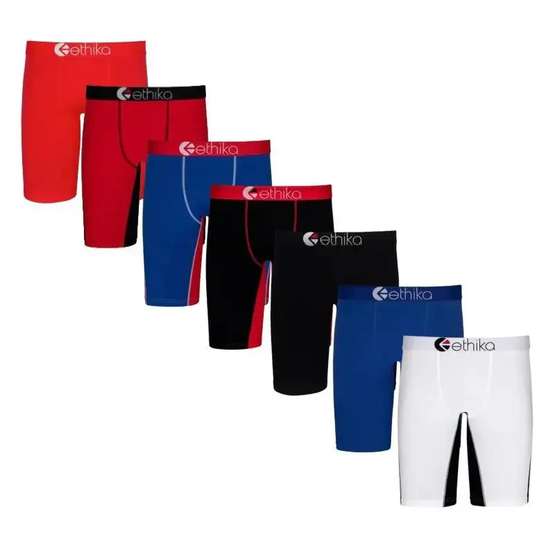 ETHIKA Mens Underwear Solid Color 100% Cotton Breathable Underware Casual Men Boxer Briefs Shorts Sweatpants Black Plus Size