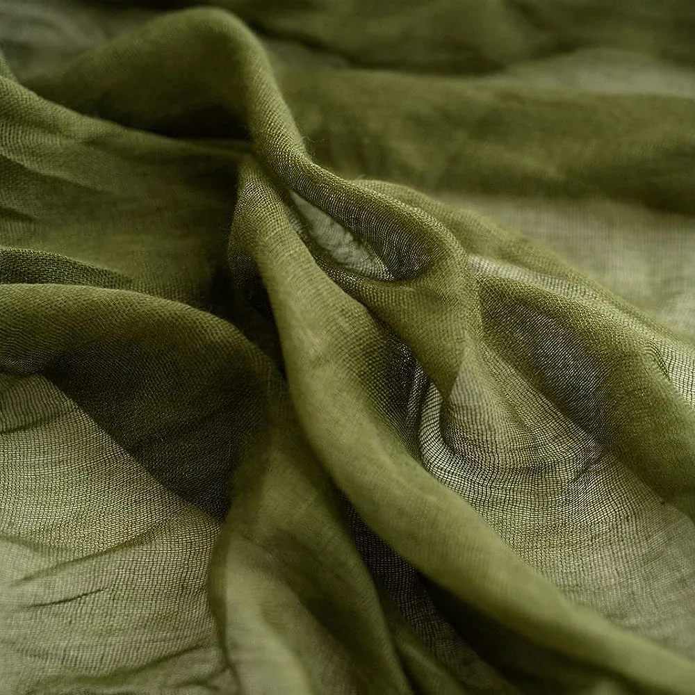 2PCS Olive Moss Green Gauze Semi-Sheer Table Runner Cheesecloth Tablecloth for Wedding Party Bridal Shower Boho Table Decor 3