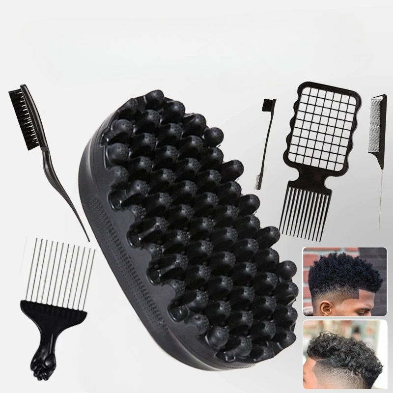 Curly Hair Brush, Foam Barber Brush Wave Brush For Men With Big Holes For Men Women Curls