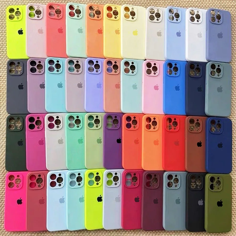 Оригинальный чехол из жидкого силикона для телефона iPhone 15 14 13 12 11 Pro Max, чехлы Apple для iPhone 13 11 12 14 15 Plus, чехол с полным логотипом