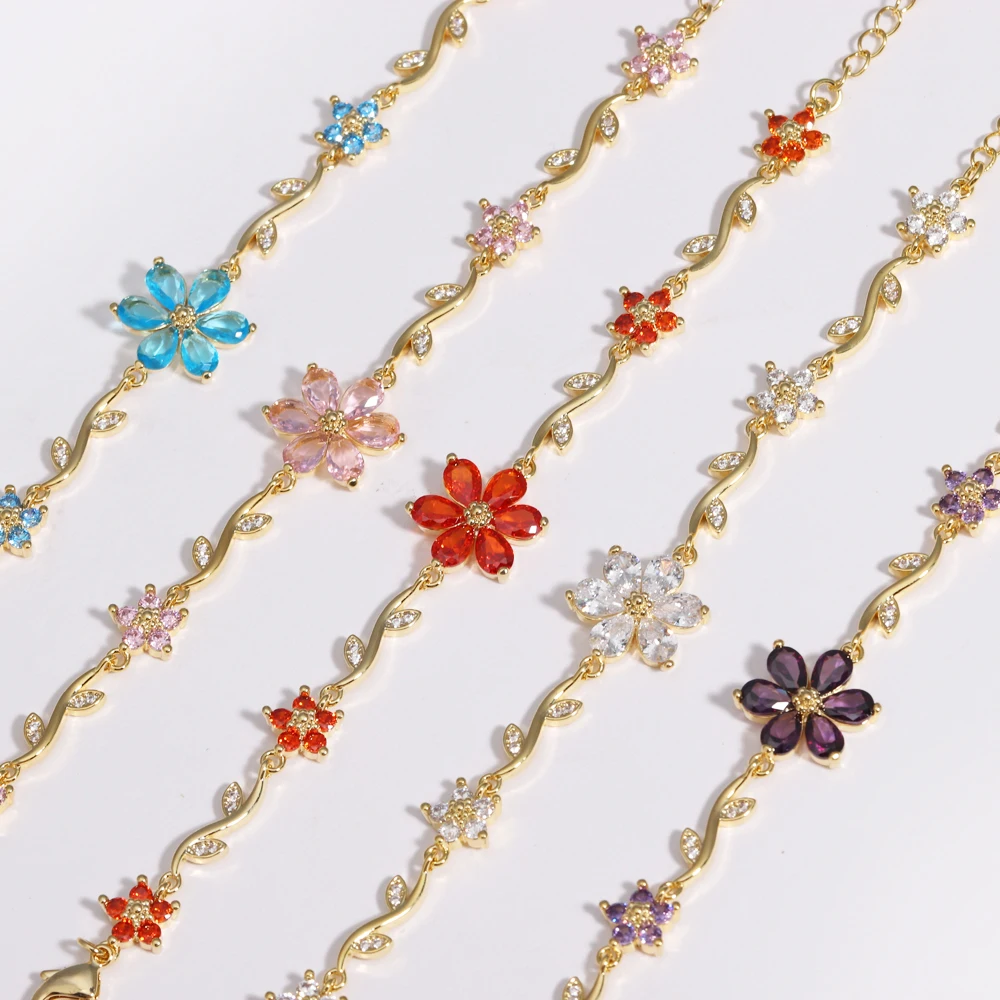 Elegant Floral CZ Bracelet with Bow Accent - Luxury Designer Jewelry Gift