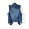 PTKPCC Casual Female Tops Women Denim Vest Jacket Spring Autumn Clothes Sleeveless Short Jeans Waistcoats Single-Breasted 5XL 2