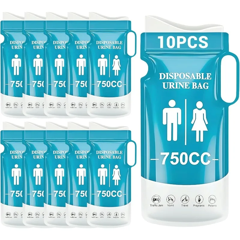 Single 750ml Urine Bag 10PCS for Elderly Women and Boys