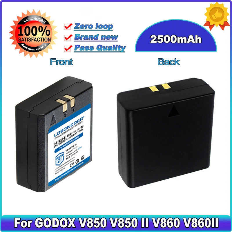 

LOSONCOER 2500mAh High Capacity VB-18 VB18 VB-19 VB19 Battery for GODOX V850 V850 II V860 V860II Flash Speedlite