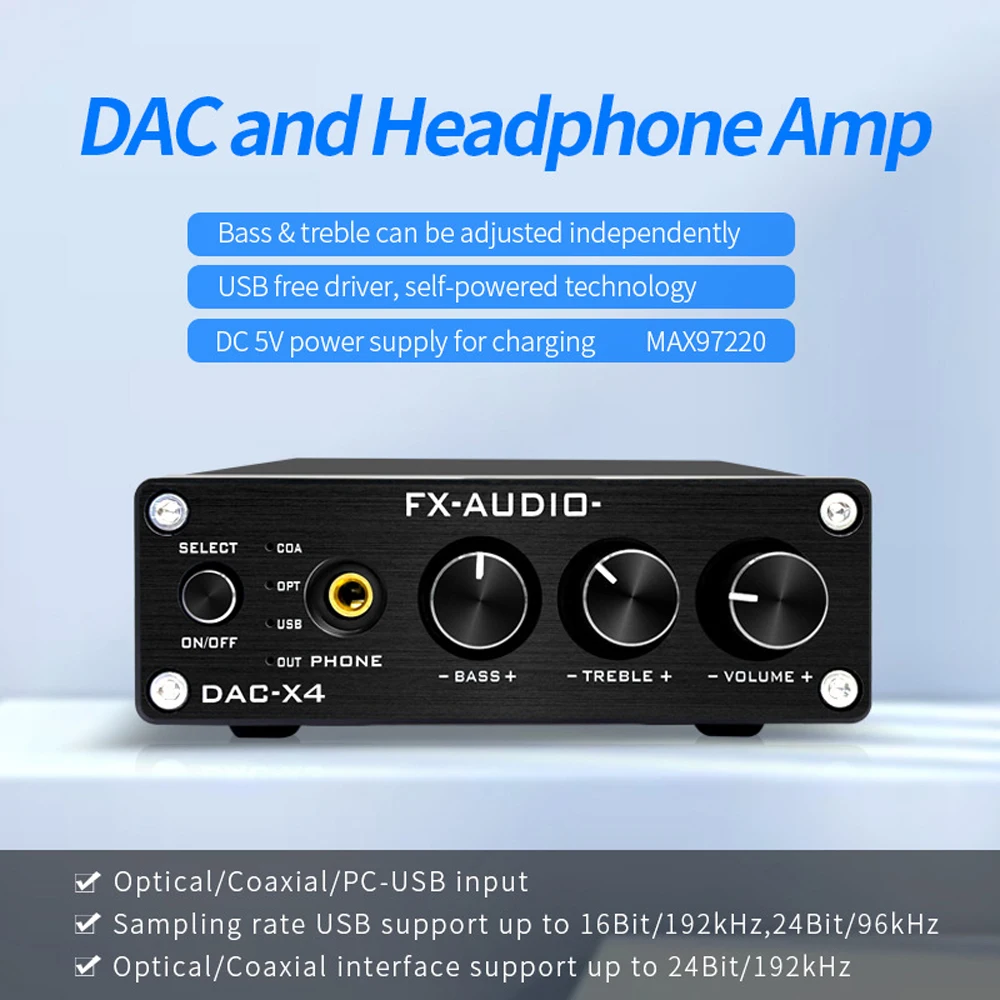 Фото FX-AUDIO-USB DAC усилитель для наушников, Настольный усилитель MAX97220 5V1A №3