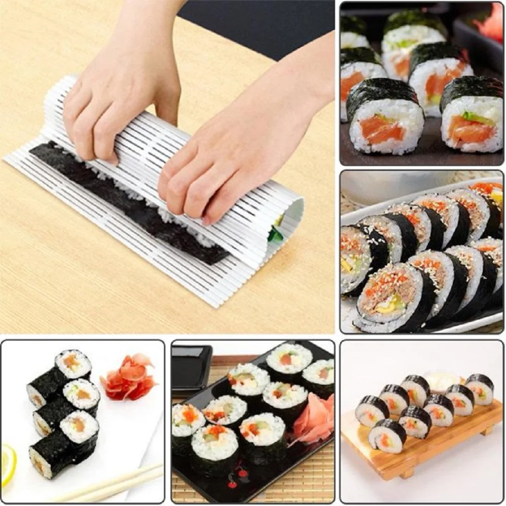30pcs Silicone Sushi Rolling Mat Makisu Sushi Mat 35*30CM Food Grade Sushi  Roll Curtain Kitchen Tool SN3772 - AliExpress