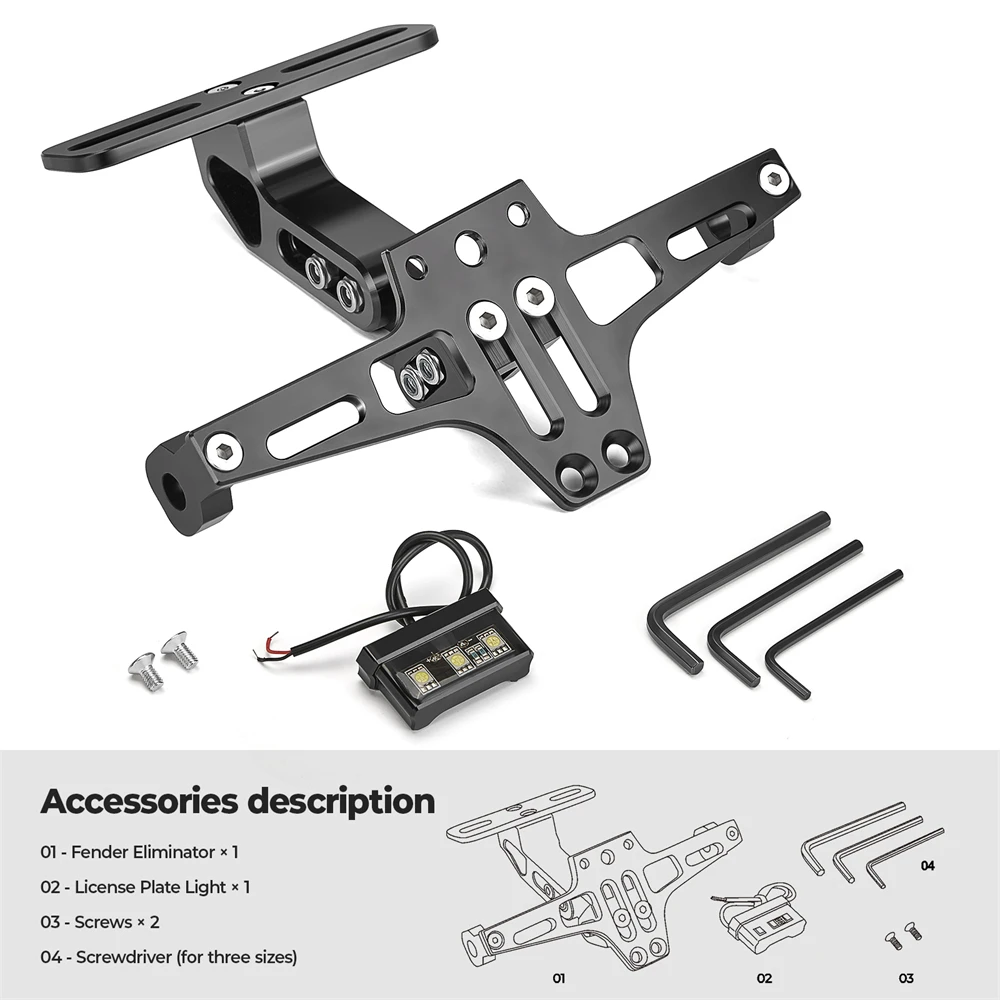 Motorrad-Kennzeichenhalter CNC Aluminium Universal Nummernschildhalter Motorrad-Kennzeichenhalterung – Detail 8