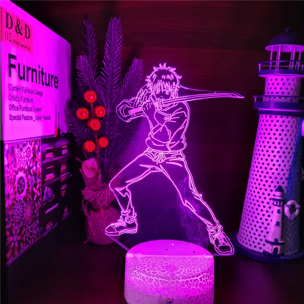 Jujutsu Kaisen Okkotsu Yūta 3d Anime Lamp Acrylic LED Night Light Illusion RGB Table Lamparas Bedroom Decor Manga Birthday Gift dinosaur light