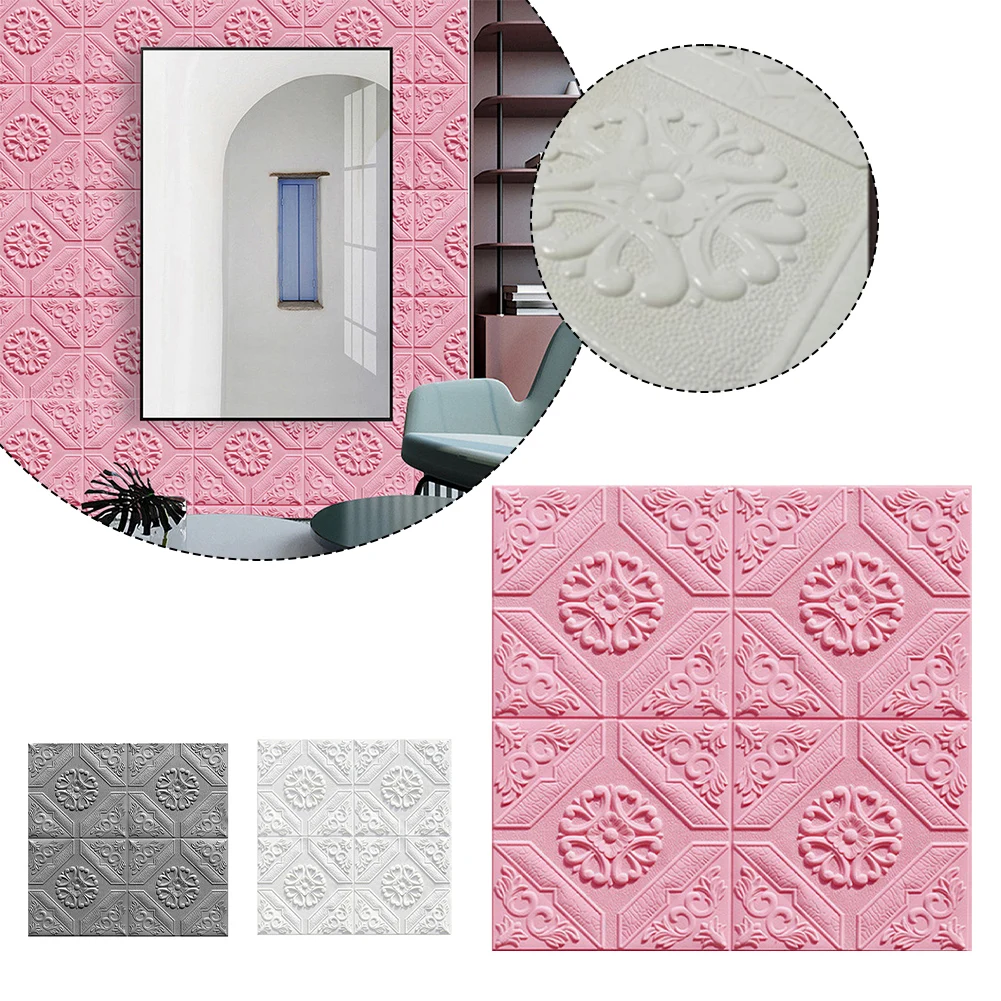 10pcs 3D Tile Brick Wall Sticker Self-Adhesive Waterproof Foam Panel For Bedroom Kitchen Stickers DIY Home Wall Decoration