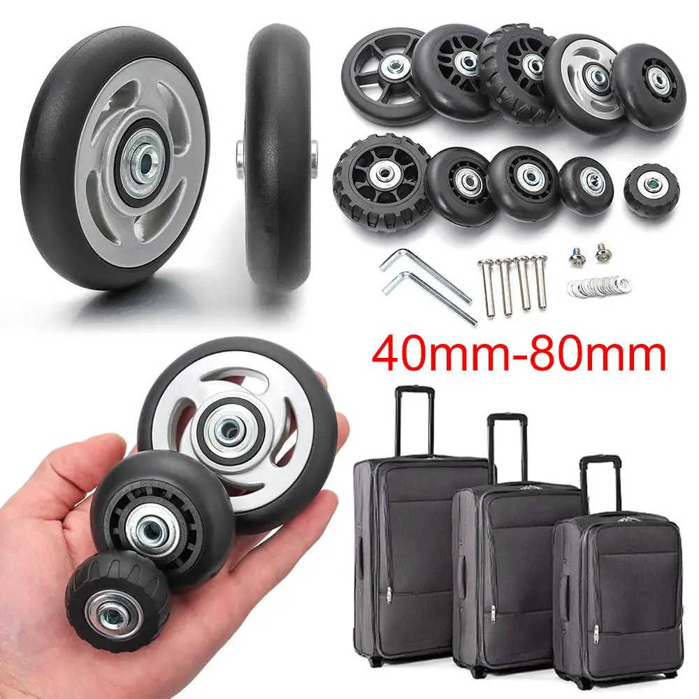 Universal Suitcase Replacement Wheels - Durable Silent Caster Repair Kit with Screws (2-Pack)